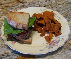 Burger and chips