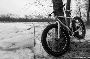 fat bike by river