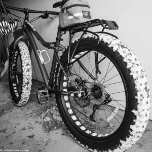 fat bike parked in garage