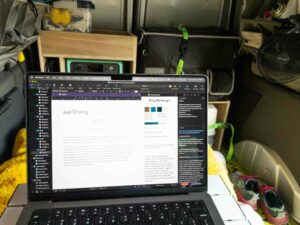 working inside van