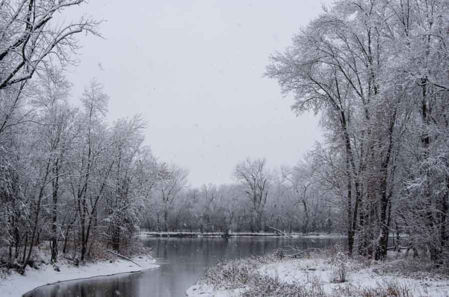 Mississippi River after snowfall