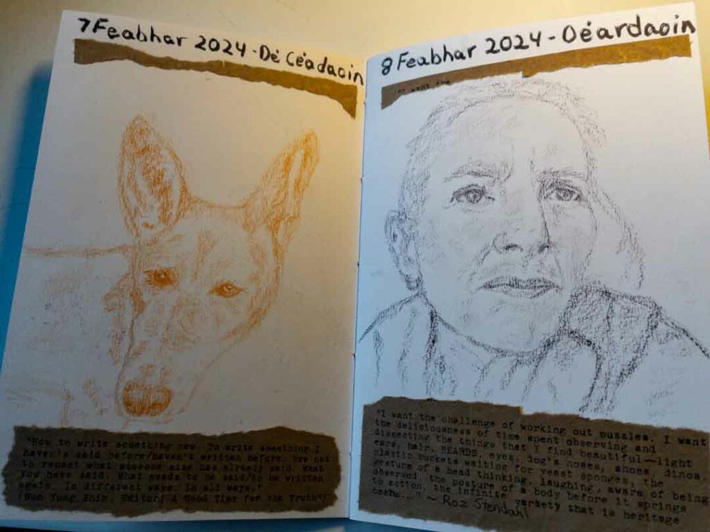 sketch of my dog and self portrait